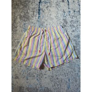Zara Men's Medium Colorful Striped 4" inseam Bathing‎ Suit Swimwear Resort Wear